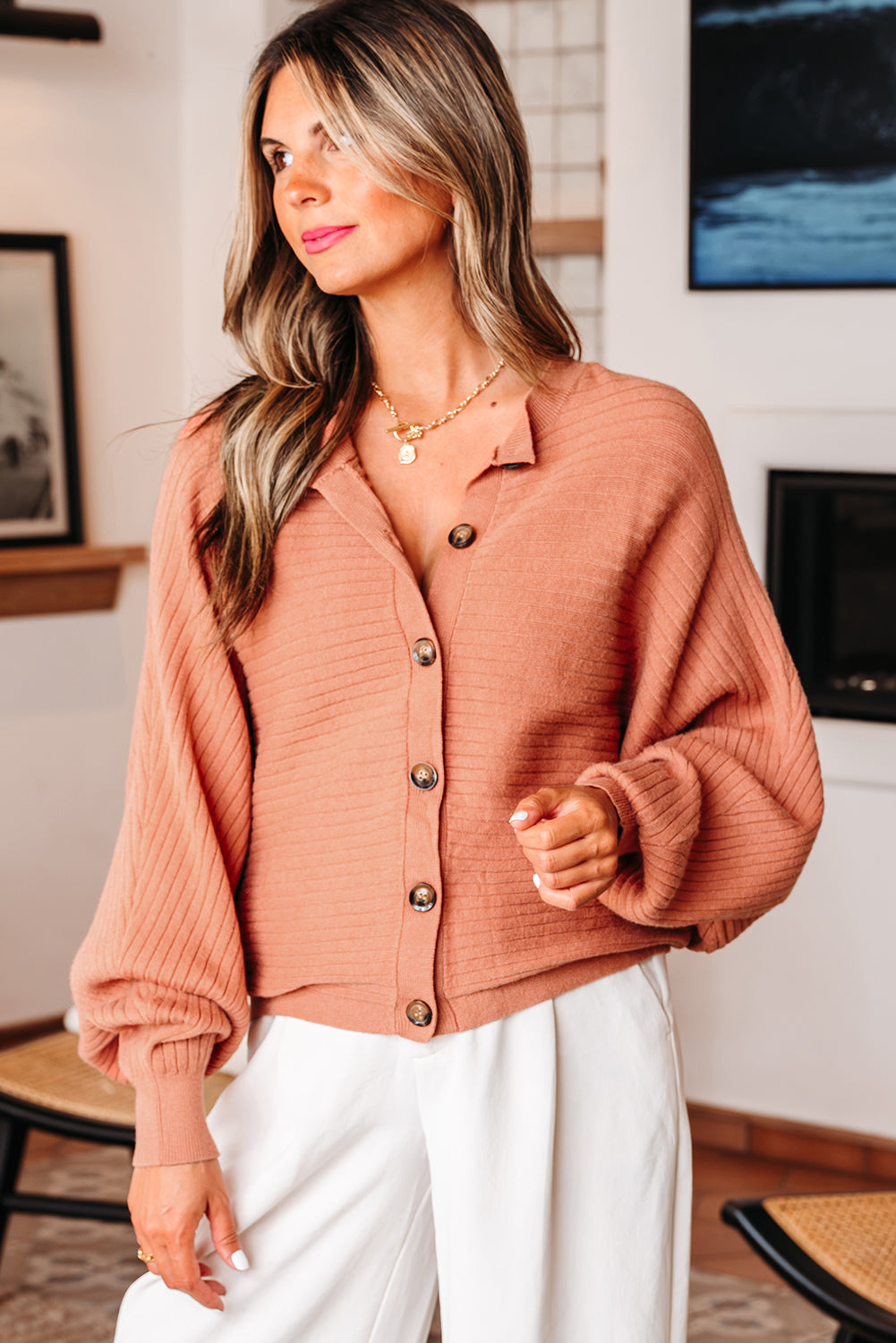 KaleaBoutique Stylish Wide Rib Knit Button Front Dolman Sleeve Sweater Cardigan - KaleaBoutique.com