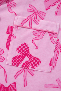 KaleaBoutique Stylish Bow Print Half Sleeve Shirt and Shorts Pajamas Set - KaleaBoutique.com