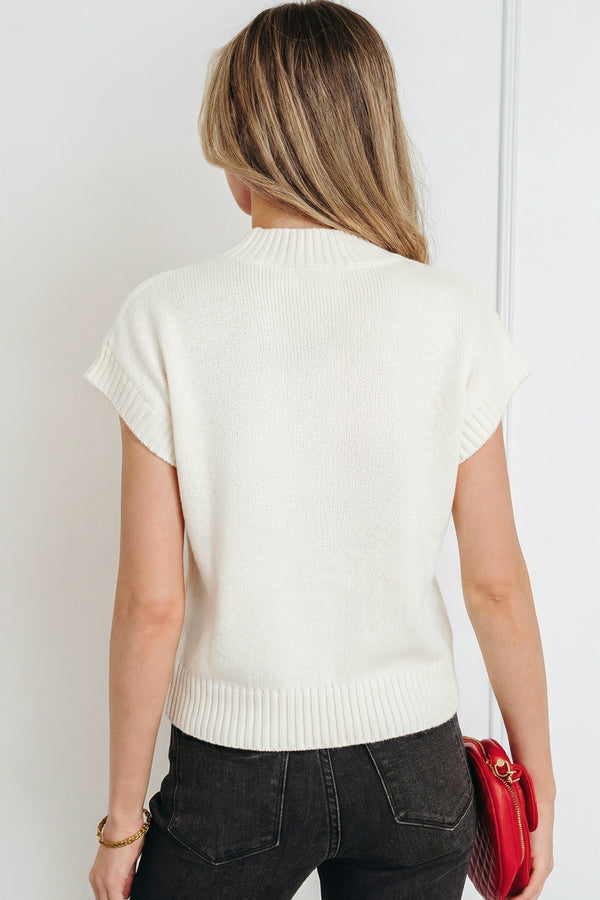 KaleaBoutique Stylish Valentine Heart Graphic Cropped Short Sleeve Sweater - KaleaBoutique.com