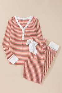 KaleaBoutique Stylish Buttoned V Neck Top and Knotted Waist Pants Lounge Set - KaleaBoutique.com