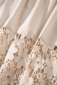 KaleaBoutique Stylish Sheer Hollowed Floral Lace Hem Patchwork Loose Halter Summer Dress - KaleaBoutique.com
