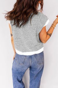 KaleaBoutique Comfortable Contrast Trim Cap Sleeve Button Down Casual Cardigan - KaleaBoutique.com