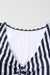 KaleaBoutique Stylish Plus Size Knot Cutout Ruffle Sleeve and High Waisted 2pcs Swimsuit - KaleaBoutique.com