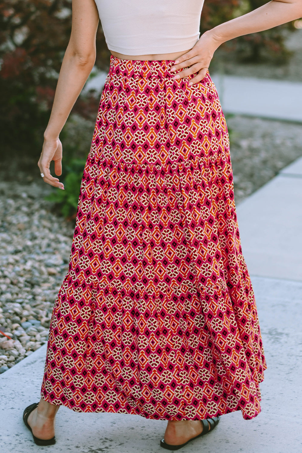 KaleaBoutique Vintage Boho Floral Print Tiered Maxi Skirt - KaleaBoutique.com
