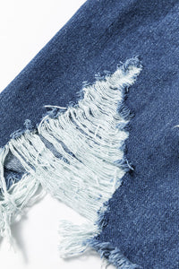 Light Wash Distressed Frayed Long Denim Jacket - KaleaBoutique.com