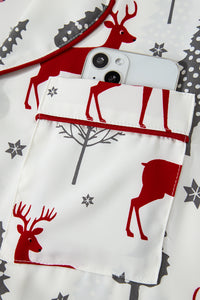 KaleaBoutique Comfortable Christmas Fashion Print Velvet Trim Bow Knot Pajama 2pcs Short Set - KaleaBoutique.com