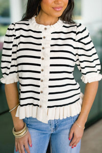 KaleaBoutique Comfortable Ruffle Trim Button Down Knit Short Sleeve Sweater Cardigan - KaleaBoutique.com