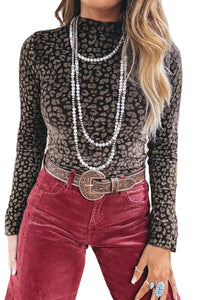 KaleaBoutique Stylish Leopard Print Long Sleeve Sheath Pullover Western Style Top - KaleaBoutique.com