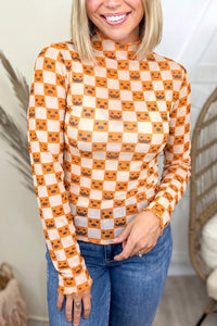KaleaBoutique Comfortable Abstract Halloween Pattern Long Sleeve Stand Neck Shift Blouse - KaleaBoutique.com