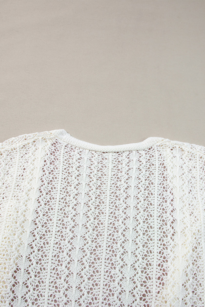 KaleaBoutique Stylish Hollow Out Knit Drop Shoulder Cardigan - KaleaBoutique.com