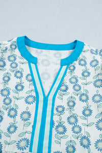KaleaBoutique Stylish Floral Print Contrast Trim Flutter Sleeve Mini Dress - KaleaBoutique.com