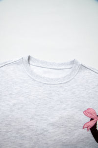 KaleaBoutique Comfortable Embroidered Football Bow Back Long Sleeve Sweatshirt - KaleaBoutique.com
