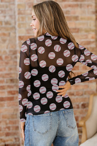KaleaBoutique Stylish Baseball Game Day Sheer Mesh Long Sleeve Top - KaleaBoutique.com