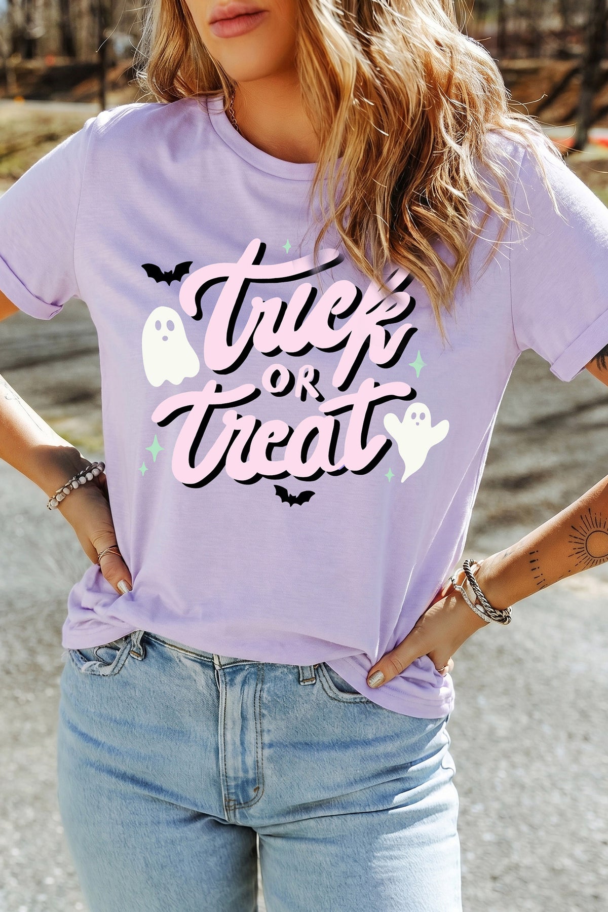 Orchid Petal Trick or Treat Halloween Tee - KaleaBoutique.com