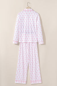 KaleaBoutique Stylish Bow Print Long Sleeve Shirt and Pants Soft Pajama Set - KaleaBoutique.com