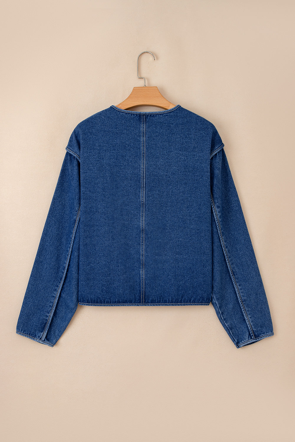 Vintage Fastening Big Patched Pockets Straight Cut Deep Wash Denim Jacket - KaleaBoutique.com