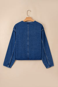 Vintage Fastening Big Patched Pockets Straight Cut Deep Wash Denim Jacket - KaleaBoutique.com