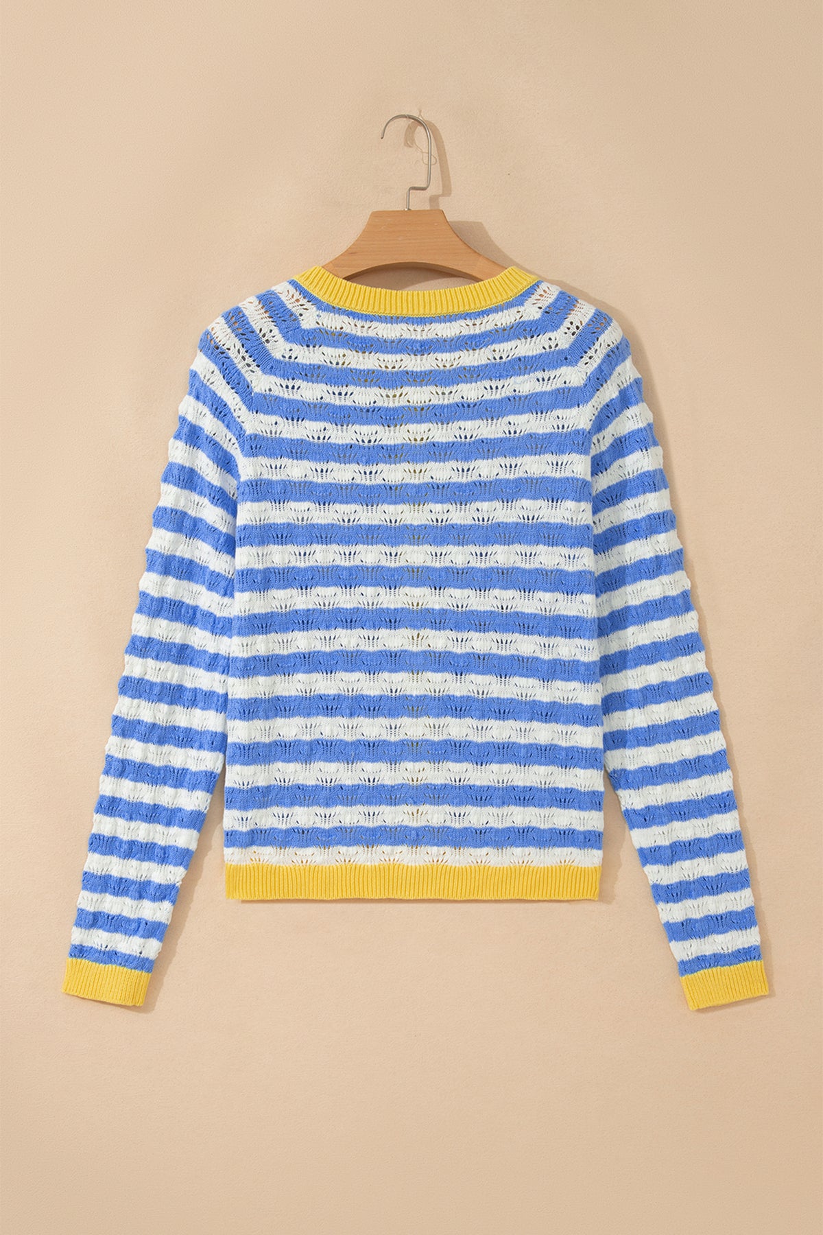 KaleaBoutique Comfortable Striped Colorblock Button Front Long Sleeve Loose Fit Knit Cardigan - KaleaBoutique.com
