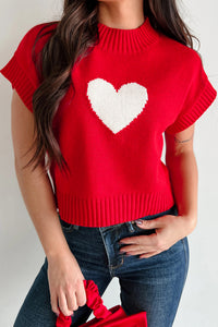 KaleaBoutique Comfortable Valentine Heart Graphic Cropped Short Sleeve Sweater - KaleaBoutique.com