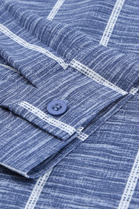 KaleaBoutique Stylish Striped Print V Neck Half Buttons Loose Blouse - KaleaBoutique.com