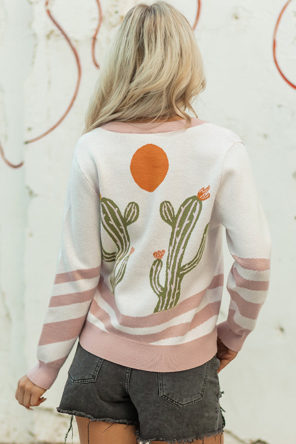 KaleaBoutique Stylish Desert Cactus Buttoned Front Sweater Cardigan - KaleaBoutique.com