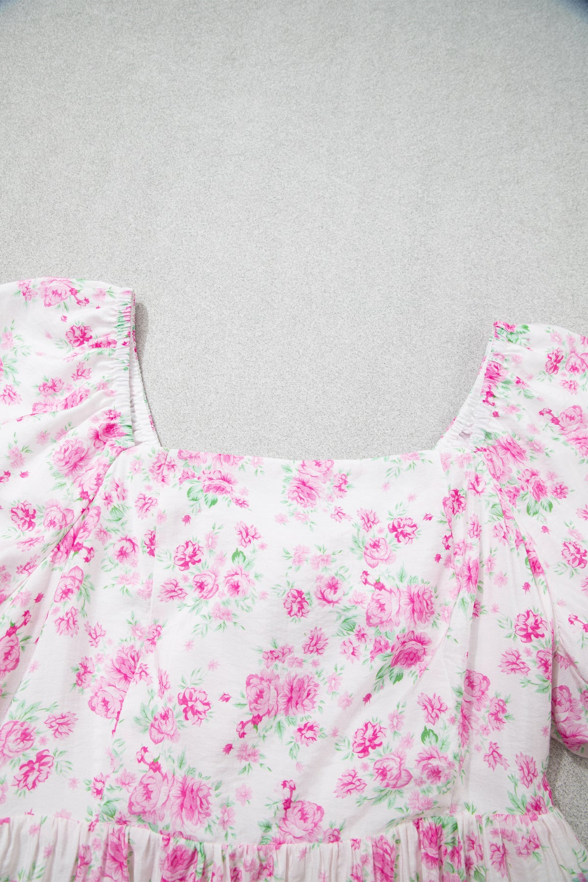 KaleaBoutique Stylish Floral Print Square Neck Ribbon Knot Back Cute Mini Dress - KaleaBoutique.com