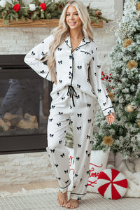 KaleaBoutique Comfortable Bows Print Two Piece Sleepwear - KaleaBoutique.com