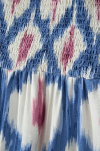 KaleaBoutique Stylish Ethnic Geometric Print Square Neck Smocked High Waist Ruffle Sleeve Dress - KaleaBoutique.com