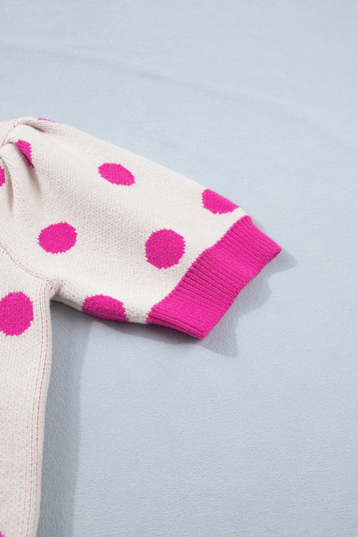 KaleaBoutique Stylish Polka Dot Puff Short Sleeve Sweater Top - KaleaBoutique.com