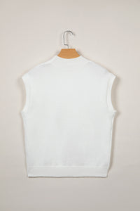 KaleaBoutique Stylish Corded Horseshoes Ribbed Trim Mock Neck Short Sleeve Sweater - KaleaBoutique.com