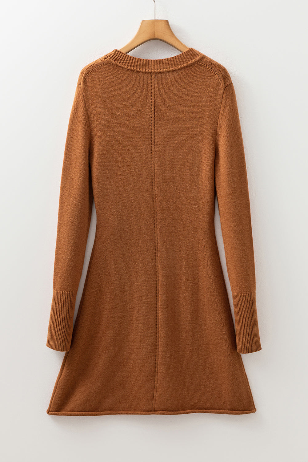 KaleaBoutique Stylish Ribbed Detail Solid Color Mini Sweater Dress - KaleaBoutique.com