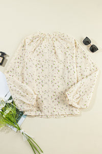 KaleaBoutique Floral Embroidered Lace Bubble Sleeve Shirt - KaleaBoutique.com