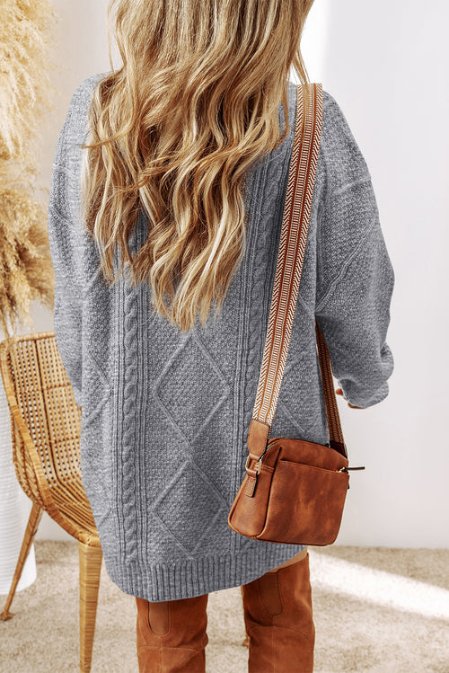 KaleaBoutique Comfortable Cable Knit Drop Shoulder Loose Fit Sweater Dress - KaleaBoutique.com