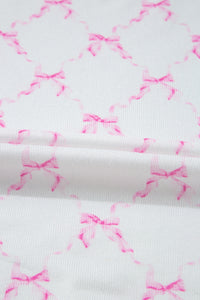 KaleaBoutique Stylish Bow Knot Geometric Print Lettuce Trim Two Piece Lounge Set - KaleaBoutique.com
