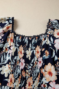 KaleaBoutique Comfortable Short Sleeve Smocked Detail High Waist Floral Maxi Dress - KaleaBoutique.com