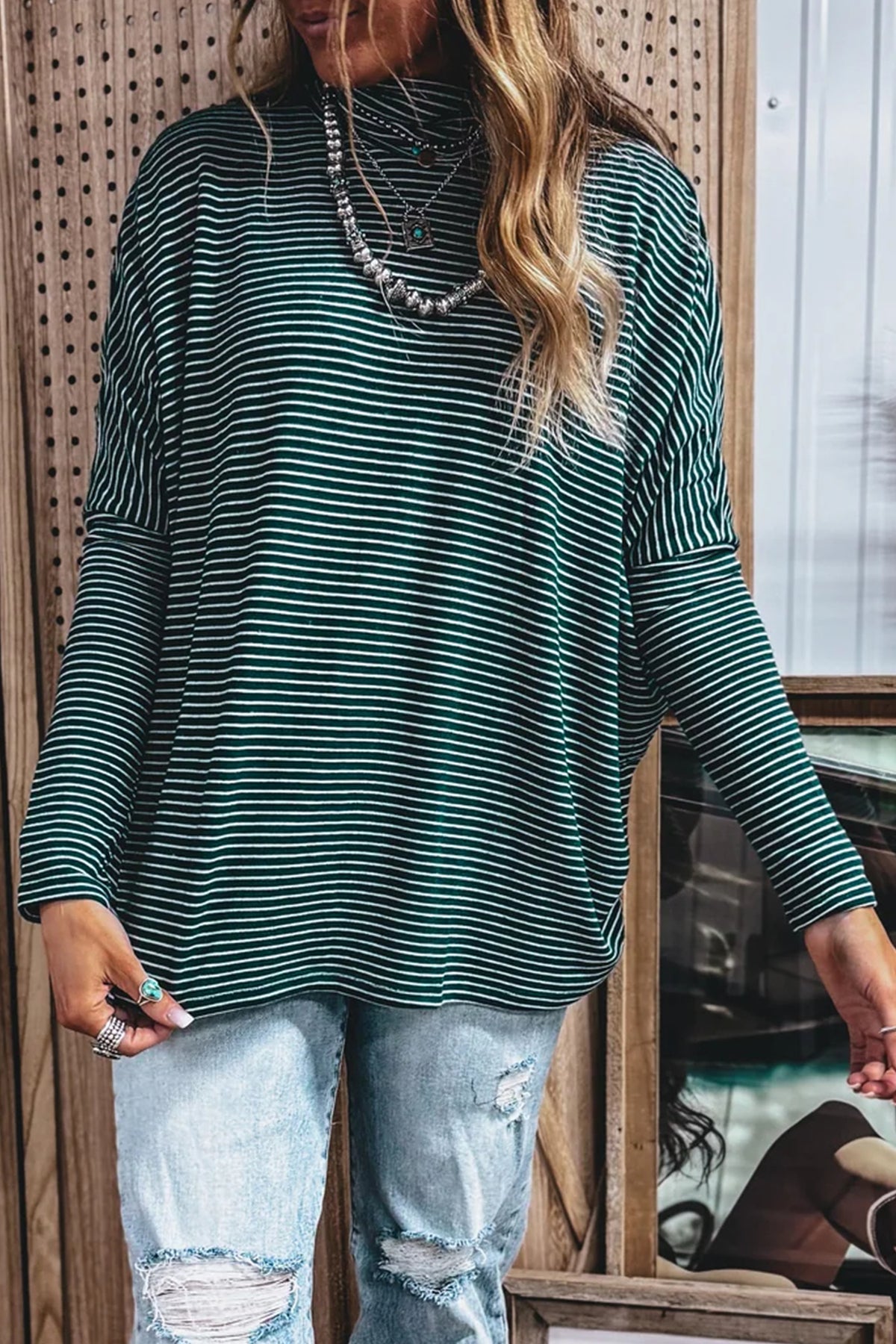 KaleaBoutique Comfortable High Neck Dropped Shoulder Long Sleeve Casual Top - KaleaBoutique.com