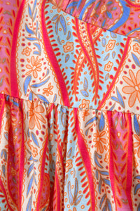 KaleaBoutique Comfortable Paisley Print V-Neck Short Sleeve Boho Maxi Dress with Ruffle Details - KaleaBoutique.com