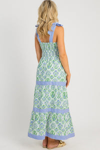 KaleaBoutique Stylish Geometric Floral Print Striped Patchwork Detail Sleeveless Dress（Runs Small ） - KaleaBoutique.com