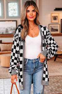 KaleaBoutique Stylish Checkered Open Front Drop Shoulder Cardigan - KaleaBoutique.com