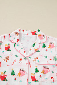 KaleaBoutique Stylish Christmas Spirit Cute Holiday Print Short Sleeve Shirt and Pants 2pcs Pajama Set - KaleaBoutique.com