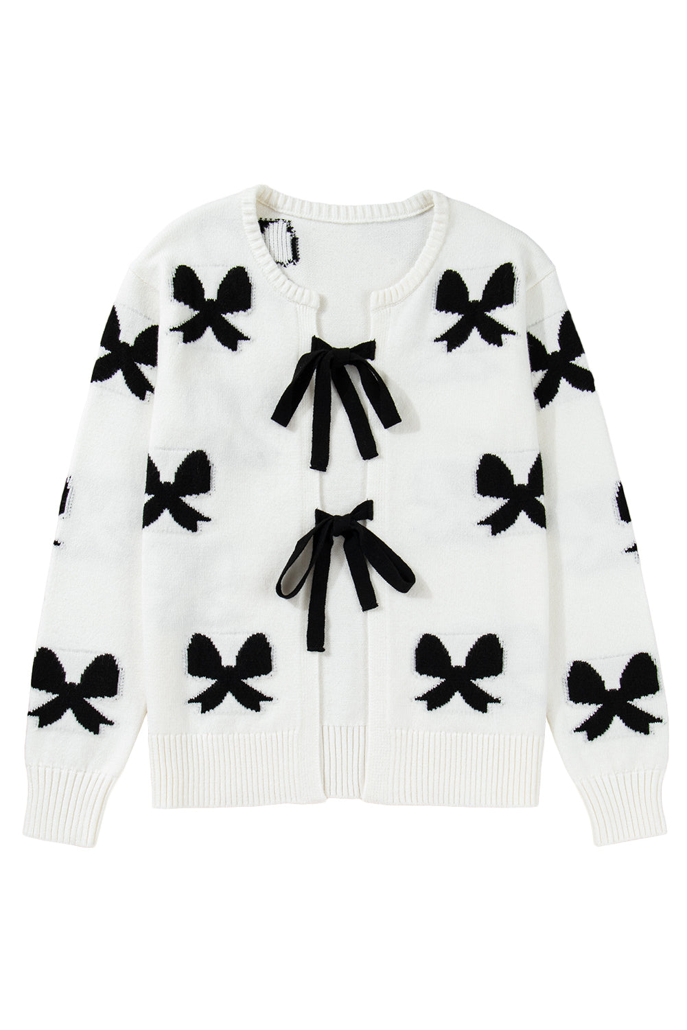 KaleaBoutique Comfortable Lace-up Bow Pattern Sweater Cardigan