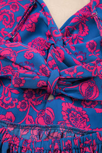 KaleaBoutique Stylish Floral Print Twisted V Neck Tied Backless Maxi Dress - KaleaBoutique.com