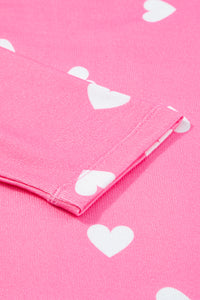 KaleaBoutique Comfortable Valentine Heart Print Long Sleeve Tee and Shorts Lounge Set - KaleaBoutique.com