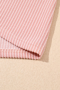 Corded Knit Crew Neck Puff Sleeve Shift Mini Dress - KaleaBoutique.com