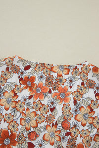 KaleaBoutique Stylish Floral Print Ruffled Tiered Long Sleeve V Neck Midi Dress - KaleaBoutique.com