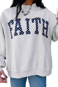 KaleaBoutique Comfortable High Neck Polka Dot Slogan Printed Baggy Sweatshirt - KaleaBoutique.com
