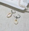 African Cowrie Seashell Hoop Earrings, White Kauri Beach Wedding Earrings, Bridal Shower Shell Dangle Lever Earrings - KaleaBoutique.com