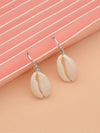 African Cowrie Seashell Hoop Earrings, White Kauri Beach Wedding Earrings, Bridal Shower Shell Dangle Lever Earrings - KaleaBoutique.com