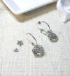 Aurora Borealis Flower Charm Earrings, AB Crystal CZ Hooped Studs, Wedding Bridal or Bridesmaid Diamond Hoop Earring Studs - KaleaBoutique.com