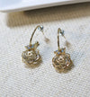 Aurora Borealis Flower Charm Earrings, AB Crystal CZ Hooped Studs, Wedding Bridal or Bridesmaid Diamond Hoop Earring Studs - KaleaBoutique.com